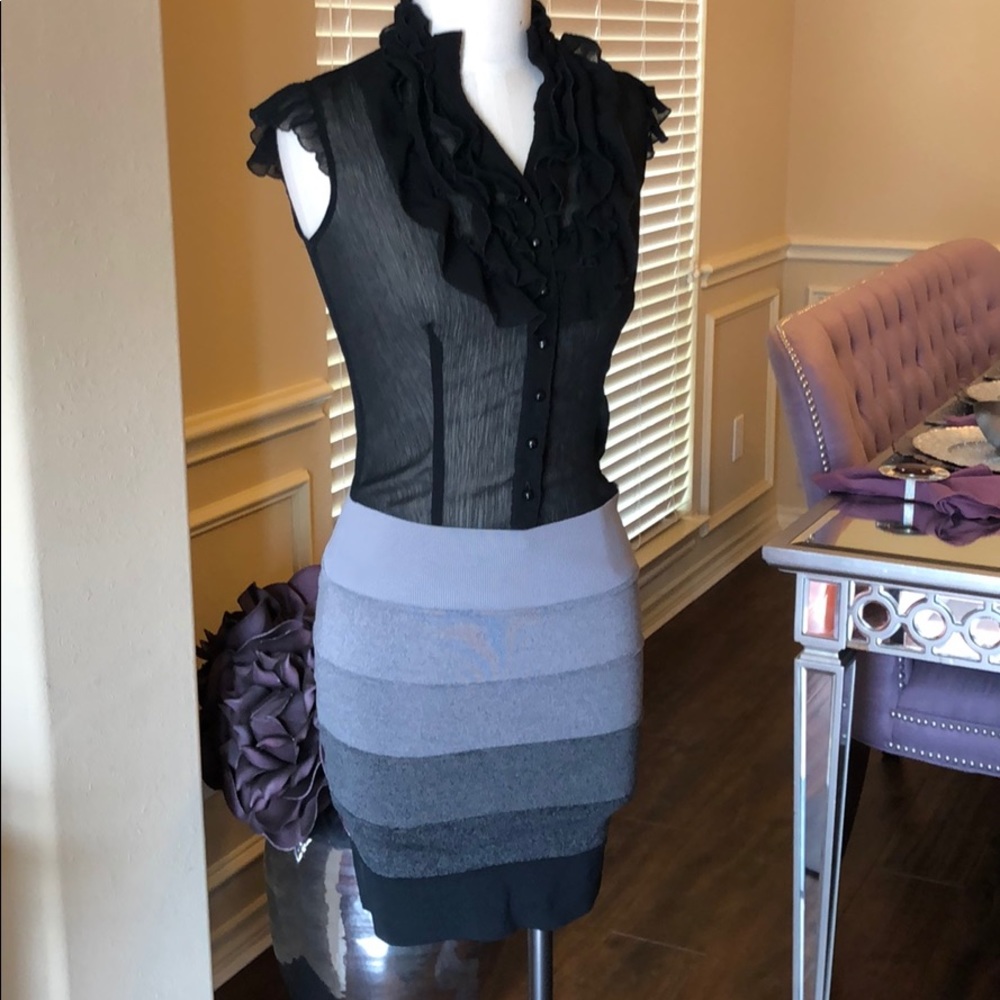 Black and Grey Ombré Bandage Skirt